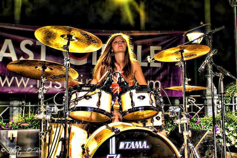 Mel on the drums